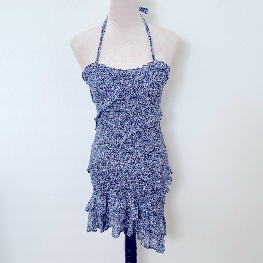 Astr Blue Floral Mini Dress